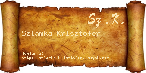 Szlamka Krisztofer névjegykártya